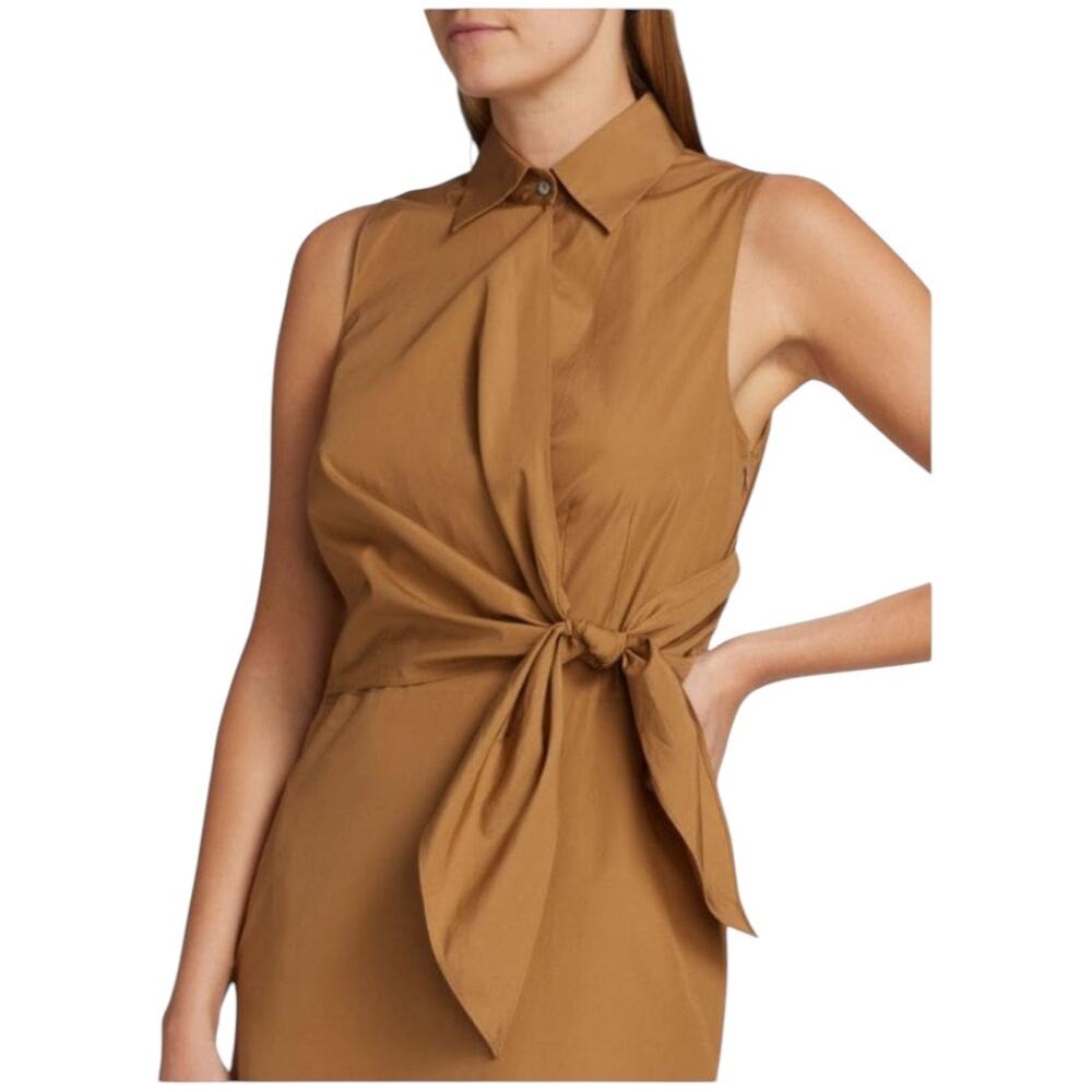 Vince Sleeveless Dress Tie Waist Wrap Shirtdress Size 10 Quiet Luxury Safari - Picture 2 of 9